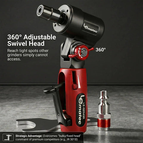 Air Die Grinder With Adjustable Swivel Head And 20000 RPM Pro Grade Portable Pneumatic Tool For Porting Weld Prep