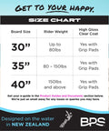 Size chart for Shaka 35 Inch Skim Board With Epoxy Coated Wood Deck And Traction Pad No Wax Needed Built In Nose Rocker