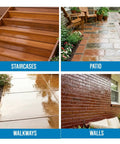 Pro Level Gloss Water Based Acrylic Sealer Protecting Wood Concrete Brick And Masonry With A Slick High Shine Seal For Zero Sweat Application Inside Each 5 Gallon Value Pack Two on wood staircases, patio, walkways, and walls.