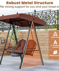 Two Person Patio Porch Swing With Adjustable Canopy Heavy Duty Metal Frame Comfy Cushions Outdoor Garden Swing For Backyard Relaxation