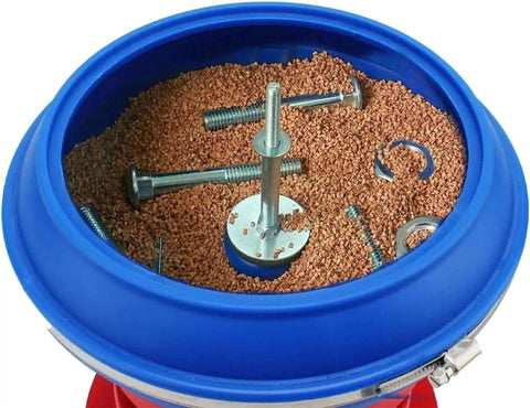 Vibration Drum Polisher Kit For Metal Parts Gemstones Jade Auto Parts And Jewelry High Frequency Tumble Polisher in action