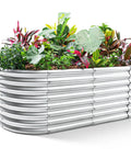 Galvanized Raised Garden Bed With 8x4x2 Ft Size, Outdoor Oval Metal Planter Box For Vegetables, Fruits, And Flowers