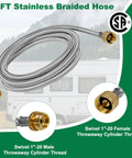 12ft stainless braided hose for RV Propane Kit With 4 Port Brass Tee, connect auxiliary propane cylinders to appliances