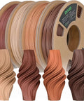 Wood PLA Filament Bundle 1.75mm 200g each four pack with real wood fiber over 30 percent in walnut oak cherry teak for 3D printing