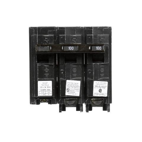 Heavy-Duty 100 Amp 120 240 Volt MP-T Double-Pole Circuit Breaker With 120 Volt Shunt Trip, UL Listed, Type QP Compatible, front view