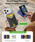 MagSafe Wallet For iPhone 12 Through 17 Series Not For Mini, 5 Card Holder With RFID Blocking, Slim Vegan Leather, Card Ejection