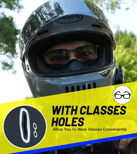 Motorcyclist wearing Cooling Ice Silk Balaclava Face Mask With Glasses Holes For Men And Women under helmet
