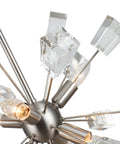 Stardust Crystal Mini Pendant Light with trapezoidal crystals on metal stems, focus on orb with dual-tone satin nickel branches.