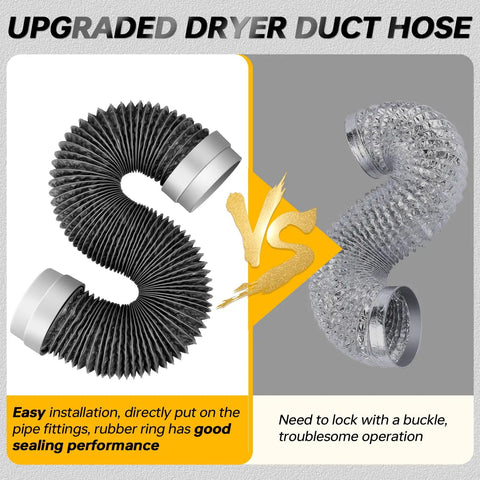 Comparison of 8Ft Flexible Aluminum Dryer Vent Hose 4 Inch Duct With Rubber Seal Connectors and traditional duct hose