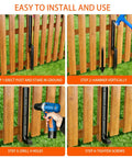 Installation steps of Heavy Duty Fence Post Repair Kit With Thickened Steel Post Anchor Ground Spike Quick Fix For Broken Or Leaning Wood Fence Posts Wooden Fence Post Stabilizer Stakes 4 Pack Black.