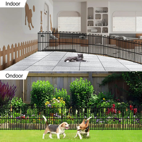 Keep Pups From Digging With This No Dig Animal Barrier Fence 25 Panels 32In Tall By 49Ft Long Rustproof Metal Stakes Decorative Garden Border Fencing For Outdoor Yards And Patios installed in indoor and outdoor settings.