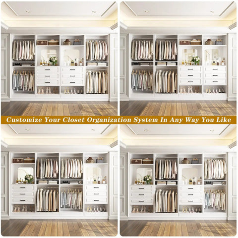 Straight Up Dream Closet Setup Modular Storage Organizer With Drawers And Full Length Mirror White Closet Rack System For Bedroom Hassle Free Tool Free Assembly Game Changer For Any Space