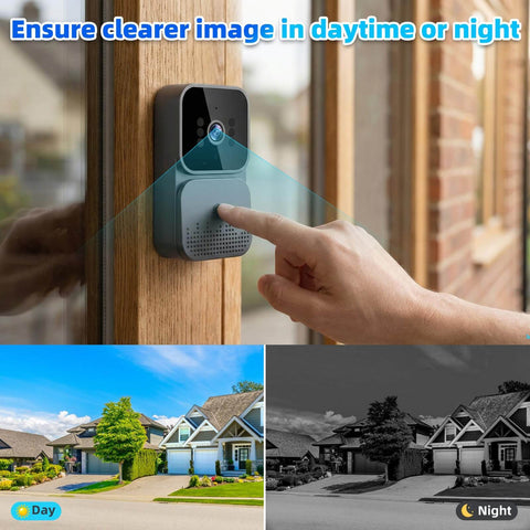 Wireless Video Doorbell Camera with Indoor Monitor No WiFi or App Required 2.4G local transmission 2-way audio installed on door