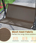 Mesh seat fabric feature of Two Person Patio Porch Swing With Adjustable Canopy Heavy Duty Metal Frame Comfy Cushions Outdoor Garden Swing