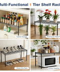 Multi-functional One Tier Wire Shelf Rack 30 Inch Wide By 14 Inch Deep By 17 Inch High Adjustable Metal Wire Shelving Unit for Kitchen Pantry Closet Storage