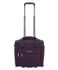 Front view of Underseat Carry-On Set 15 Inch Purple Roller Bag With USB Charging Port, Smooth Inline Skate Wheels, Durable 1680D Polyester Build