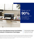 EcoTank ET 2400 Wireless Color All In One Cartridge Free Supertank Printer with ink bottles on a desk