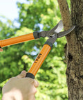 Bypass Garden Loppers For Pruning, 16 Inch Shears With SK5 High Carbon Steel Blades cutting a branch, rubber grips visible.