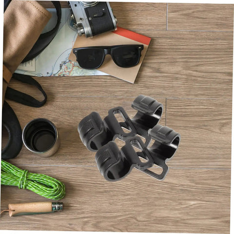 10 Pack Plastic Tent Pole Hooks for Glamping and Camping Gear Hanger, durable and waterproof, shown on wooden surface