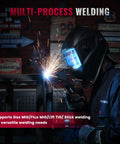 Person using 145A Dual Voltage MIG Welder For Home DIY 4 In 1 Gasless Flux Core MIG Lift TIG Stick Welder With Synergic IGBT Inverter