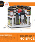 Two Tier Spice Spinner Organizer With Dual Spin Turntables Go To Cabinet Space Saver Holds Up To 40 Spices Displayed