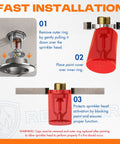 Fire Sprinkler Head Paint Covers 72 Pack Sprinkler Protector Caps installation guide, showing protective caps over sprinkler heads.
