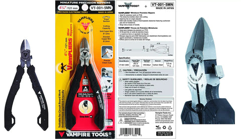 4.75 Inch Precision Flush Cutters For PCB Work And Electronics Repairs Pro Grade Side Cutting Pliers in packaging with close-up