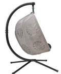 Side view of Hanging Pumpkin Patio Chair With Dreamcatcher Cushion For Outdoor And Indoor Use Weather Resistant Heavy Duty Frame