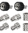 Hourleey pressure washer adapter set, 8-pack stainless steel quick-connect fittings with M22 male threads