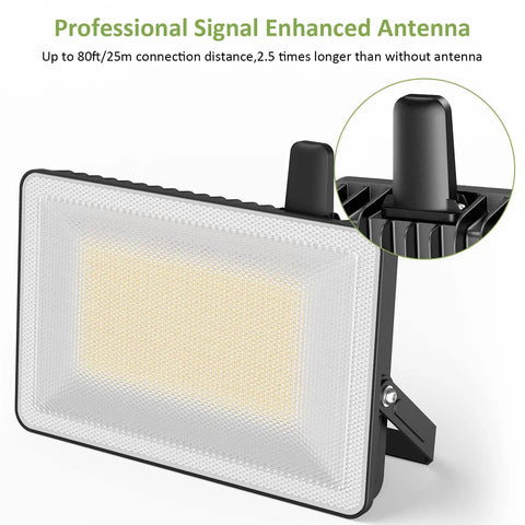 2 Pack 100W Smart LED Flood Lights, 18000 Lumens, IP66 Waterproof Outdoor Floodlight, Tunable White 2700K to 6500K, Alexa Compatible, Voice Control, Perfect for Yard, Stadium, Garage, Porch, and Lawn