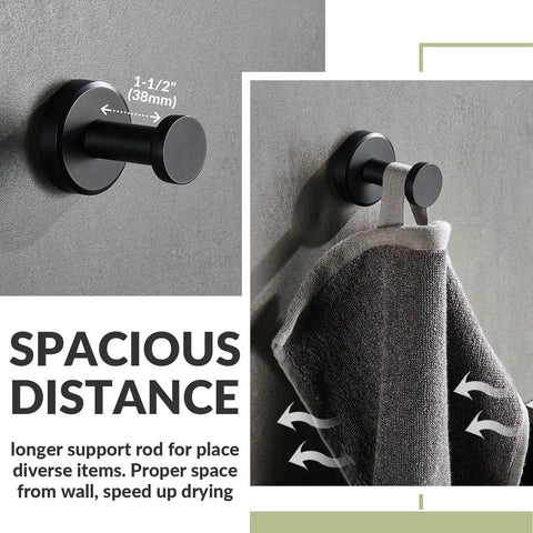 Matte Black Robe Towel Hook With 11 Lb Capacity 304 Stainless Steel Round Heavy Duty Coat Hook wall mounted holding towel