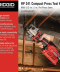Using Compact Press Tool Kit With One Half To One Inch ProPress Jaws, Battery And Charger, Bluetooth Connectivity for pipe pressing