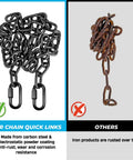 Comparison of our chain quick links made from anti-rust steel vs rusty iron chain links