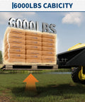 Heavy Duty Clamp On Pallet Forks For Tractor Loader 4000 Lb Capacity, showcasing pallet lifting feature with a stabilizer bar.