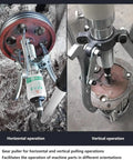 Professional Grade Hydraulic Gear Puller Kit Featuring Dual Or Triple Jaw Configurations For Knocking Out Tough Bearings And Yanking Seized Hubs Without Compromise, showing horizontal and vertical operations.