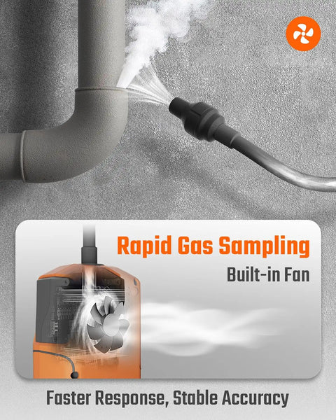 PT-990 Rechargeable Gas Leak Detector With 11 Inch Probe Detects 0 To 10,000 Ppm showing rapid gas sampling feature