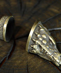 Solid bronze dragon pommel from Finger Guard Knife Making Kit With Bolster And Pommel For Custom Blades Hand Cast Bronze Dragon Set