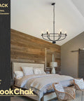Dope Black 6 Light Farmhouse Chandelier For Dining Room Kitchen Island Living Room Entryway Foyer Industrial Metal Candle