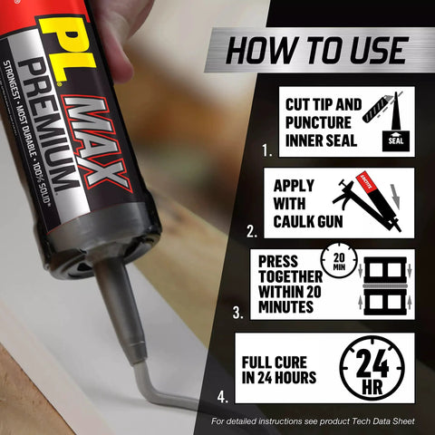 Heavy Duty Construction Adhesive For Wood Concrete Stone And More Premium Max Strength Bond That Stays 100 Percent Solid After Curing in use