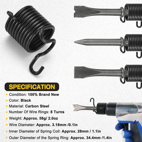 Backyard Boss Shake N Break Air Hammer Adapter Cracks Loose Seized Nuts Fast Includes 3/8 And 1/2 Inch Parker Shank Bits, black carbon steel spring.