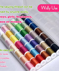 Rainbow Sewing Thread Kit With 42 Assorted Colors And White And Black, Handy Polyester Spool Set open in case