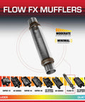 Flow FX Chambered Muffler For Modern Trucks And Muscle Cars 3 Inch Center In 3 Inch Center Out Stainless Steel Perforated Design