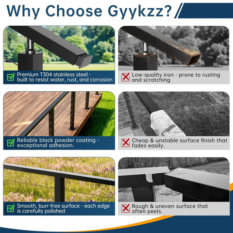 Straight Up Premium Stainless Steel Black Handrail For Modern Deck Cable Railing System Rock Solid Build With smooth surface for durability.
