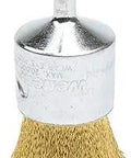 1 Inch Crimped Wire End Brush With Brass Fill.005 Inch For Die Grinder Or Drill, Flexible Brushing Action, Made In The USA