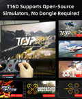 Hands operating T16D 16Channel 2.4G RC Transmitter With R16F Receiver Supports ELRS And Crossfire Long Range Modules
