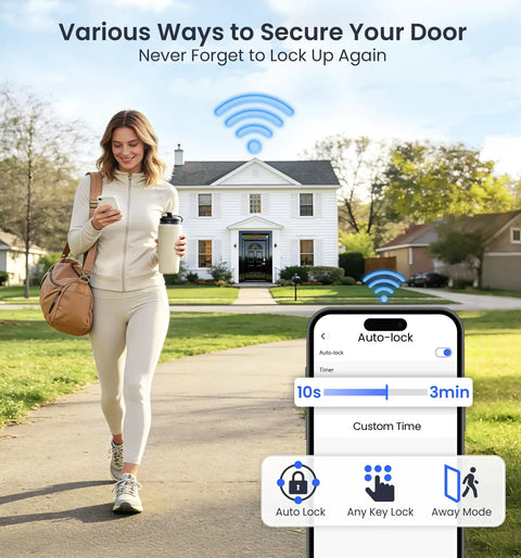 Smart Home Keyless Entry Digital Door Lock With Fingerprint Deadbolt And Handle Set App Remote Hub Free Wifi Security Satin Nickel Finish Straight Wifi Hookup Top Shelf Build Lock It Down Round The Clock