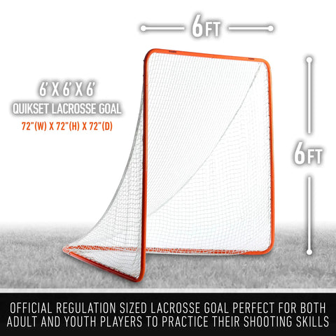 Official 6x6 Lacrosse Goal With Quikset Net Attachment For Quick Setup Regulation Size Practice Target For Adults And Youth