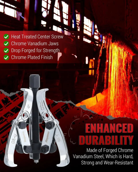 Beefy Gear Puller Set 3 Inch 4 Inch 6 Inch 8 Inch with 2 Jaw and 3 Jaw Reversible Jaws Heavy Duty CrV Steel Bearing Puller Kit