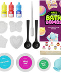 Totally Fun Bath Bomb Making Kit For Kids Turns Bath Time Into A DIY Science Class, Makes 10 Fizzy Bombs With Colorful Molds, Surprises Inside Each Bomb, Easy At Home Spa Project For Creative Play And Mess Free Fun. bath bomb kit with molds, color bottles, spoons, guide, and ingredient jars