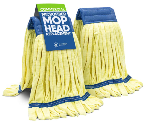 Two Pack Large Yellow Microfiber Tube Mop Heads For Pro Grade Commercial Wet Mops Ultra Absorbent And Fast Drying Heavy Duty